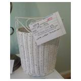 White Wicker Trash Can