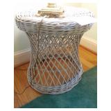 White Wicker Stand