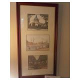 Various Government Buildings Prints, Framed