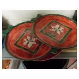 lot of Christmas decor, cookie plates, metal bag