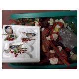 lot of Christmas decor - bows, birds, santa &