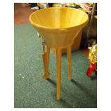 large wooden Salad Bowl w/ stand and tongs