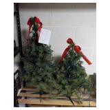 2 Mini Artificial Christmas Trees with Lights