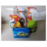 lot of new cleaning supplies, shout, pledge, more
