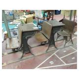 Antique School Desks, marked ASG