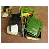 lot of painting supplies, traps, pans, etc..