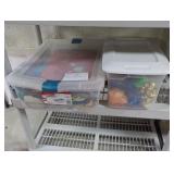 Totes of Christmas gift bags and bows