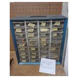 small hardware storage bin with contents