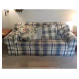 Blue & White Couch w/ Pillows