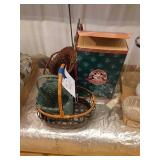 Box lot of Baskets & Budweiser Stein