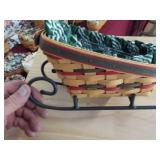 Lgbrgr Sleigh Bskt w/green stripe L & P