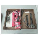 Lot - adjustable wrenches, honing tools, Muffler