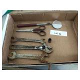 Box lot of tools, wrenches and more