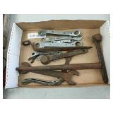 Box lot of Ratchet wrenches wrenches and more