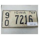 1 1969 Iowa license plate