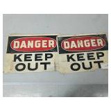 Pair of danger keep out signs