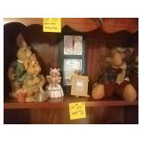 Rabbit figurine, dog frame,mother clock, and