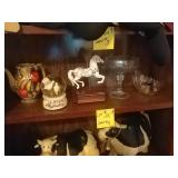 Figurines and glass bowls