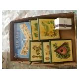 Five Small wood decorative plaques with Mancala
