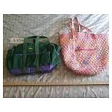 Garden tool bag and quilted pink Paisley bag