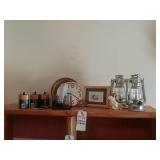 Batteries, clock, wicker baskets, angel and