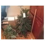 Christmas tree and fake plant