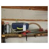 Chemicals, work gloves, clamps and miscellaneous