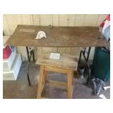 Wooden stool with fold up table