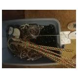 Tub of christmas light and decorations