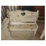 Small wooden distressed heart bench