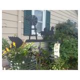 Metal horse and windmill weathervane