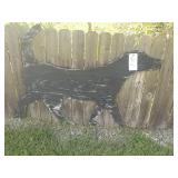 Running dog silhouette. Screwed into wood. bring