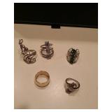 Lot of five rings, some marked .925