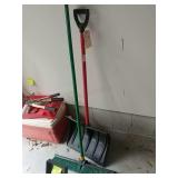 Shop broom and snow shovel
