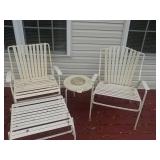 To patio chairs with ottoman and small table