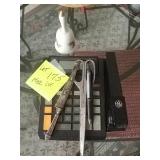 Calculator scissors letter opener with stapler