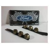 Ford license tag,  two bells