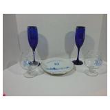 Played plate, 4 glasses