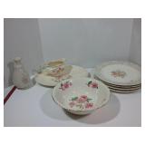 Dishes:   plates, bowl  vase