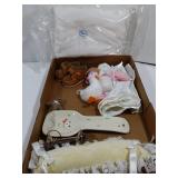 Misc lot. Pillow, rattle spoon rest, shoes