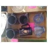 Choptank Electric mugs with 2 blue glass cups