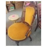 Velvet chair. Missing one wheel