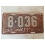 Old Delaware license plate
