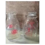 (2) half pint milk bottles. Scaltest and Dellwood