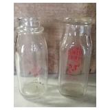 (2) half pint milk bottle. Lewes and Diamond milk