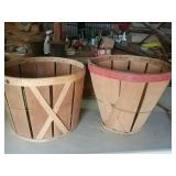 2 wooden baskets. Both 16" diameter. 13" tall