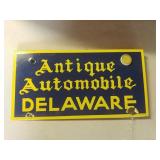 Antique automotive Delaware metal sign