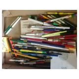 Box lot of pens and pencils