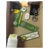 John Deere keychains, 2008 Christmas ornament,