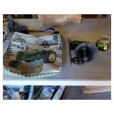 John Deere tote, Bell & glass globe